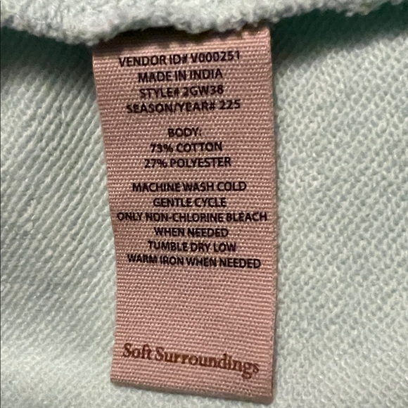 Soft Surroundings Kika French Terry Tunic Honeydew Sweatshirt Size 1X EUC - Picture 11 of 11